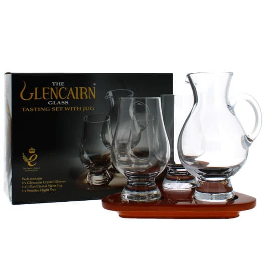 Набор для виски Glencairn Testing set (2 бокала, кувшин и деревянная подставка)